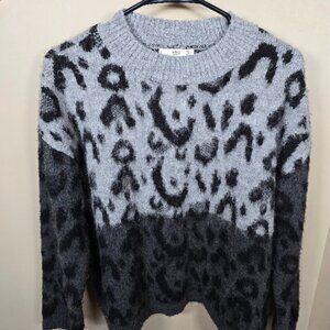 MNG (MANGO) Leopard-print Round Neck Sweater Gradient Color Size Small
